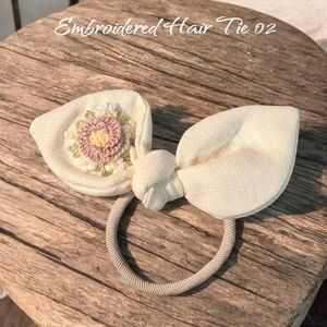 Elegant Cream Floral Hair Tie for Kids